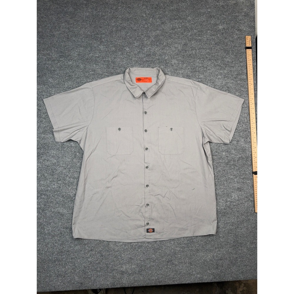 Dickies Short Sleeve Work Shirt Gray Mens 3X Button Front‎ Workwear